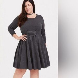 Gray Cotton Sweater Dress